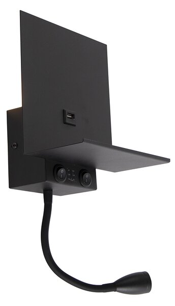 Inteligentna lampa ścienna czarna z USB i ramieniem giętkim w tym Wifi G9 - Flero