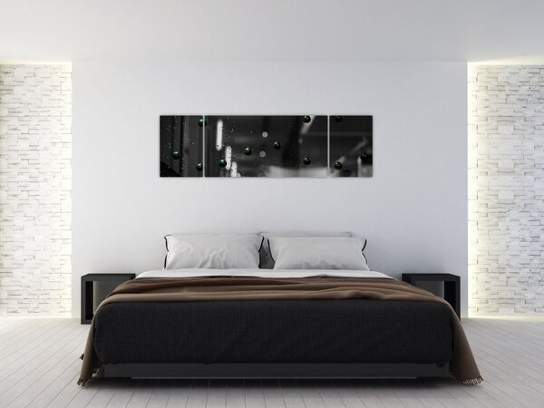 Abstrakcyjny obraz - zielone kulki (170x50 cm)