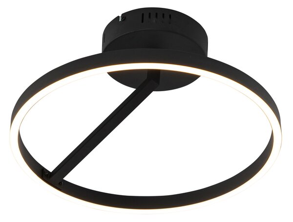 Designerska lampa sufitowa czarna z wbudowanym LED z 3-stopniowym ściemniaczem - Anello