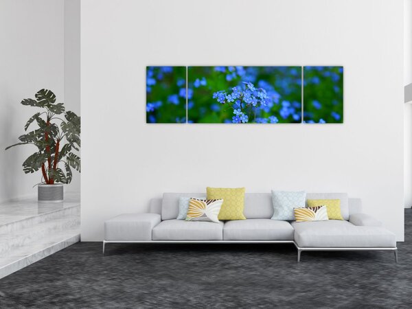 Obraz niebieskich kwiatów (170x50 cm)