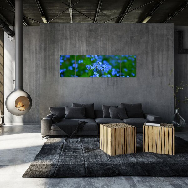 Obraz niebieskich kwiatów (170x50 cm)
