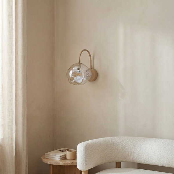Kinkiet Lava TK Lighting, możliwość ściemniania, kremowy / amber, salon / jadalnia, szkło