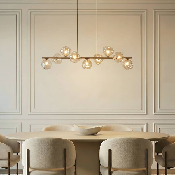 Lampa wisząca szklana Lava TK Lighting, możliwość ściemniania, kremowy / amber, salon / jadalnia, szkło
