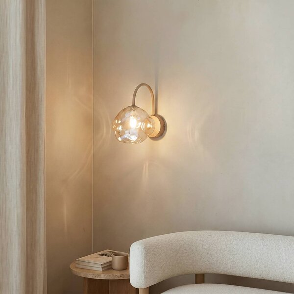 Kinkiet Lava TK Lighting, możliwość ściemniania, kremowy / amber, salon / jadalnia, szkło
