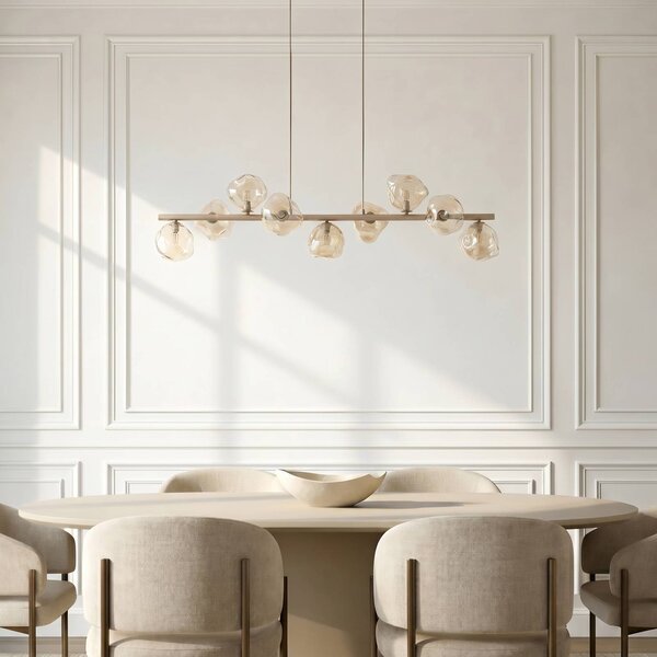 Lampa wisząca szklana Lava TK Lighting, możliwość ściemniania, kremowy / amber, salon / jadalnia, szkło