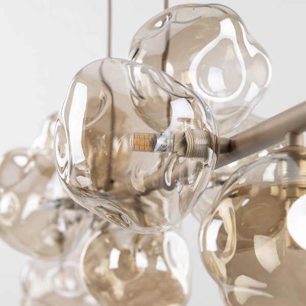 Lampa wisząca szklana Lava TK Lighting, możliwość ściemniania, kremowy / amber, salon / jadalnia, szkło