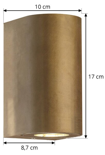 Nordlux Kinkiet zewnętrzny Canto Maxi 2, możliwość ściemniania, mosiężny / złoty, aluminium, nowoczesny