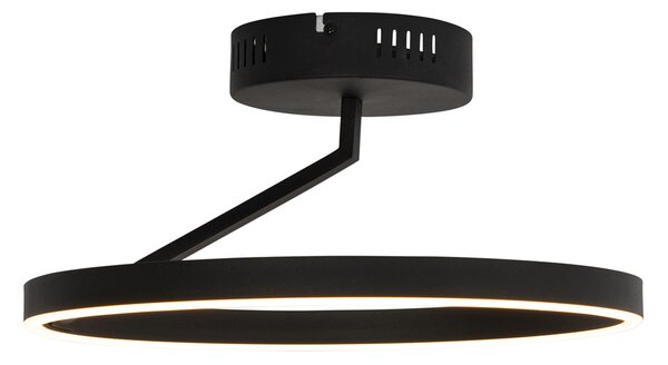 Designerska lampa sufitowa czarna z wbudowanym LED z 3-stopniowym ściemniaczem - Anello