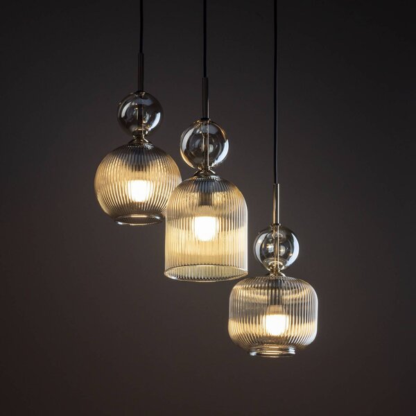 Lampa wisząca szklana Sophia TK Lighting, możliwość ściemniania, aluminiowy / szary / cynkowy, salon / jadalnia, szkło