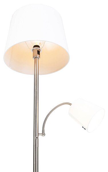 Inteligentna lampa stojąca stalowa z białym kloszem, w tym WiFi A60 i E14 - Retro