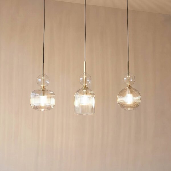 Lampa wisząca szklana Sophia TK Lighting, możliwość ściemniania, aluminiowy / szary / cynkowy, salon / jadalnia, szkło