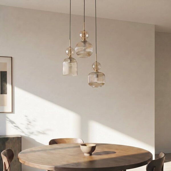 Lampa wisząca szklana Sophia TK Lighting, możliwość ściemniania, aluminiowy / szary / cynkowy, salon / jadalnia, szkło