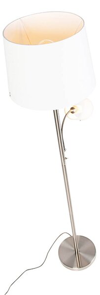 Inteligentna lampa stojąca stalowa z białym kloszem, w tym WiFi A60 i E14 - Retro