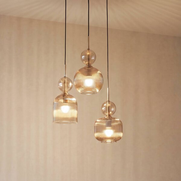 Lampa wisząca szklana Sophia TK Lighting, możliwość ściemniania, aluminiowy / szary / cynkowy, salon / jadalnia, szkło