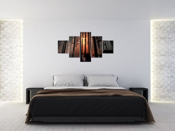 Obraz ciemnego lasu (125x70 cm)
