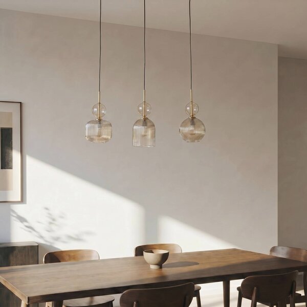 Lampa wisząca szklana Sophia TK Lighting, możliwość ściemniania, aluminiowy / szary / cynkowy, salon / jadalnia, szkło
