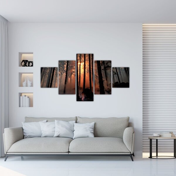 Obraz ciemnego lasu (125x70 cm)