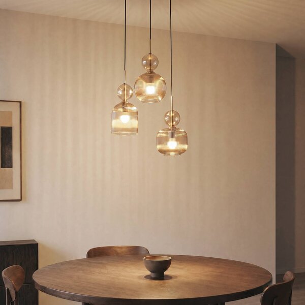 Lampa wisząca szklana Sophia TK Lighting, możliwość ściemniania, aluminiowy / szary / cynkowy, salon / jadalnia, szkło