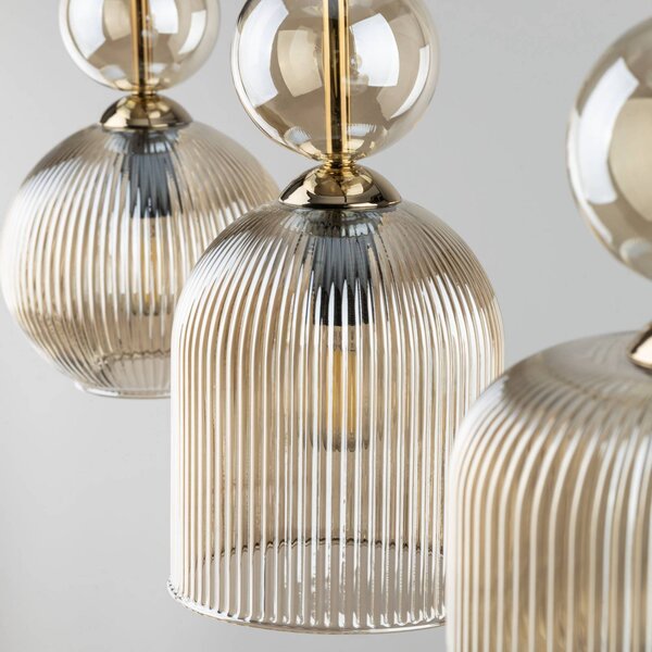 Lampa wisząca szklana Sophia TK Lighting, możliwość ściemniania, aluminiowy / szary / cynkowy, salon / jadalnia, szkło