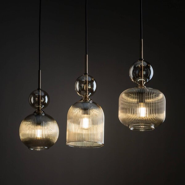 Lampa wisząca szklana Sophia TK Lighting, możliwość ściemniania, aluminiowy / szary / cynkowy, salon / jadalnia, szkło