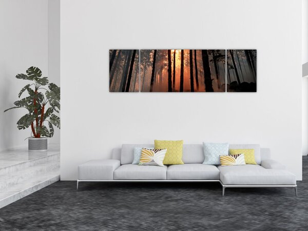 Obraz ciemnego lasu (170x50 cm)