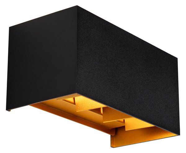 Lampa ścienna zewnętrzna czarna ze złotem w komplecie LED 4-światłowa IP54 - Edwin