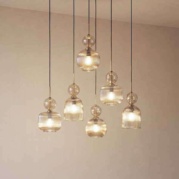 Lampa wisząca szklana Sophia TK Lighting, możliwość ściemniania, aluminiowy / szary / cynkowy, salon / jadalnia, szkło