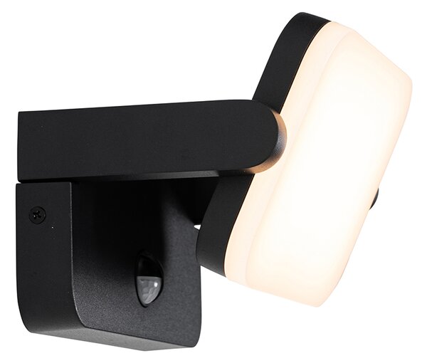 Lampa ścienna zewnętrzna czarna z wbudowanym regulowanym LED z czujnikiem ruchu - Kamile