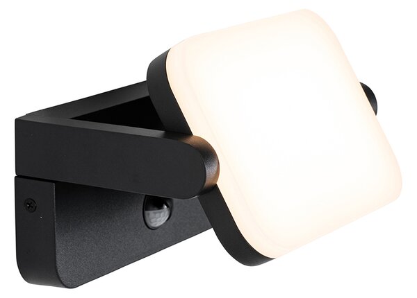 Lampa ścienna zewnętrzna czarna z wbudowanym regulowanym LED z czujnikiem ruchu - Kamile