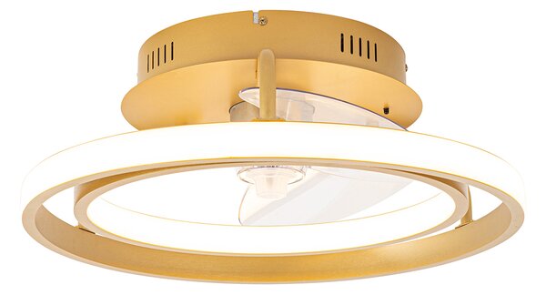 Wentylator sufitowy złoty 46,5 cm z oświetleniem LED i pilotem - Kees