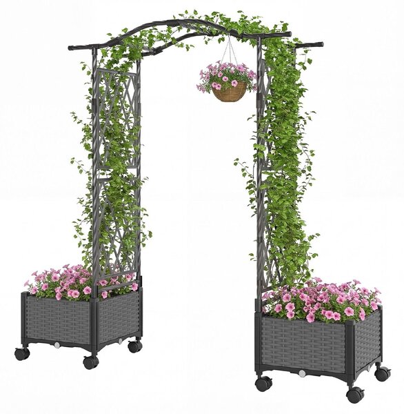 Łuk ogrodowy z kratką do roślin pnących pergola