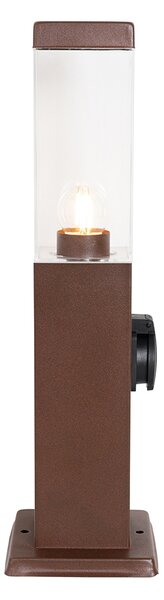 Lampa zewnętrzna rdzawo-brązowa 45 cm z gniazdkiem IP44 - Malios