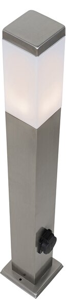 Lampa zewnętrzna stalowa 80 cm z gniazdkiem IP44 - Malios