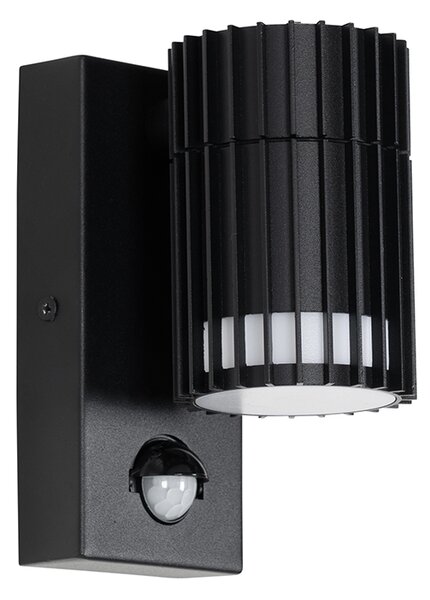 Designerska lampa ścienna zewnętrzna czarna z czujnikiem ruchu IP44 - Boris