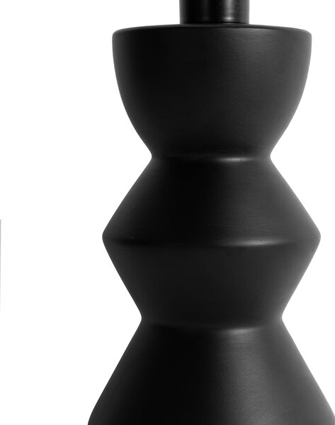 Designerska lampa stołowa czarna z abażurem z tkaniny jasnoszary 35 cm - Alisia