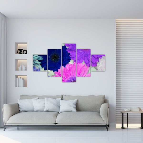 Obraz kolorowych kwiatów (125x70 cm)