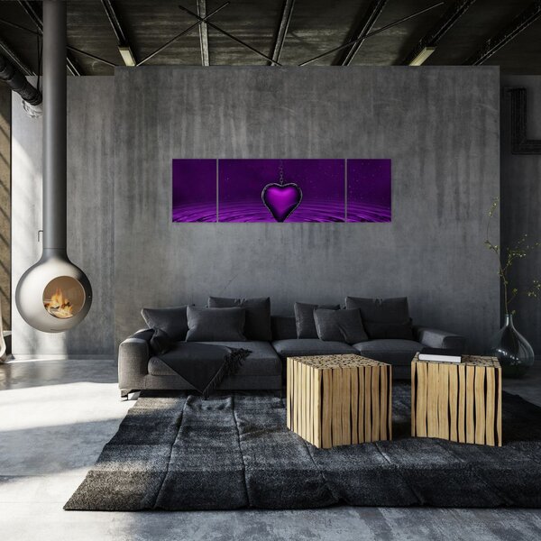 Obraz fioletowego serca (170x50 cm)