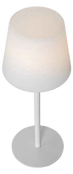 Lampa stołowa biała, ładowana akumulatorem, w tym LED i ściemniacz IP54 - Jude