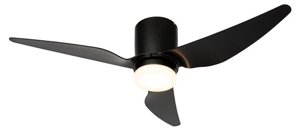 Czarny wentylator sufitowy 123 cm z LED, ściemnialny, z pilotem - Patty