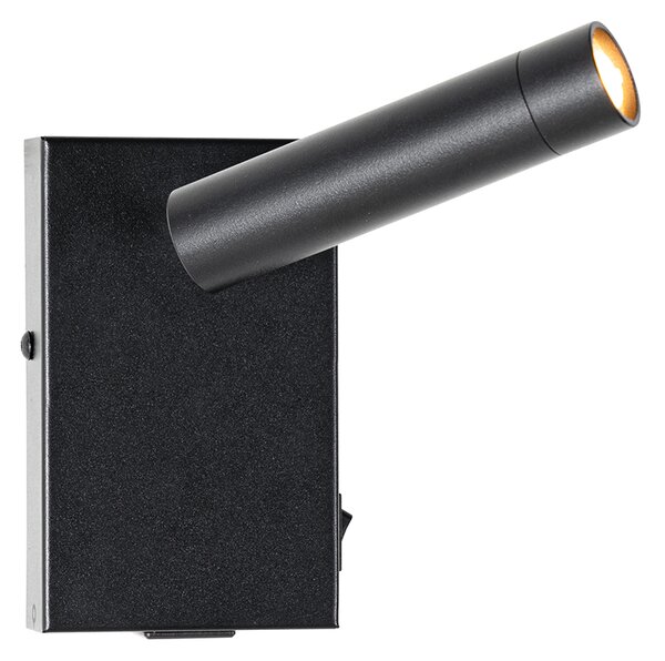 Nowoczesna lampa ścienna czarna z regulowanym USB - Croft