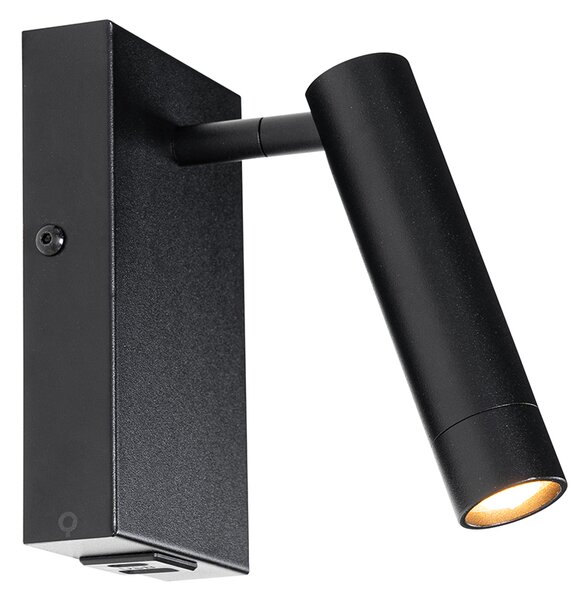 Nowoczesna lampa ścienna czarna z regulowanym USB - Croft