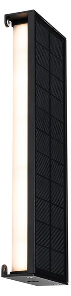 Lampa ścienna zewnętrzna czarna 30 cm z wbudowanym LED, 4-stopniowym ściemniaczem i panelem słonecznym - Serena