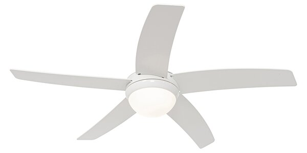 Inteligentny wentylator sufitowy biały z drewnianym nadrukiem 132 cm z LED z możliwością ściemniania z pilotem - Cool