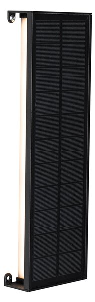 Lampa ścienna zewnętrzna czarna 30 cm z wbudowanym LED, 4-stopniowym ściemniaczem i panelem słonecznym - Serena