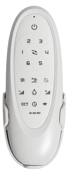 Biały wentylator sufitowy zewnętrzny z drewnianym nadrukiem 91,3 cm z LED ściemnialnym z pilotem IP44 - Toledo