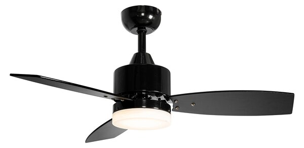 Czarny wentylator sufitowy zewnętrzny 91,3 cm z LED, ściemnialny, z pilotem IP44 - Toledo