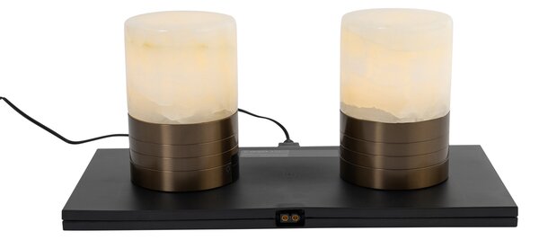 Zestaw 2 lamp stołowych ciemny brąz RGBW ładowanych akumulatorowo - Alessia