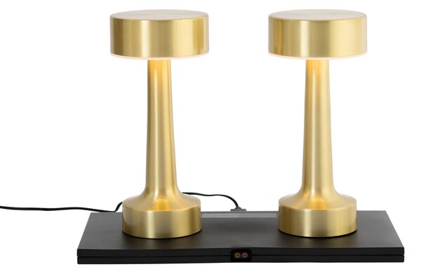 Zestaw 2 złotych lamp stołowych RGBW z akumulatorem - Isobel