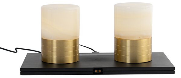 Zestaw 2 akumulatorowych złotych lamp stołowych RGBW - Alessia