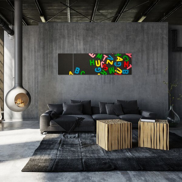 Obraz - kolorowe litery (170x50 cm)